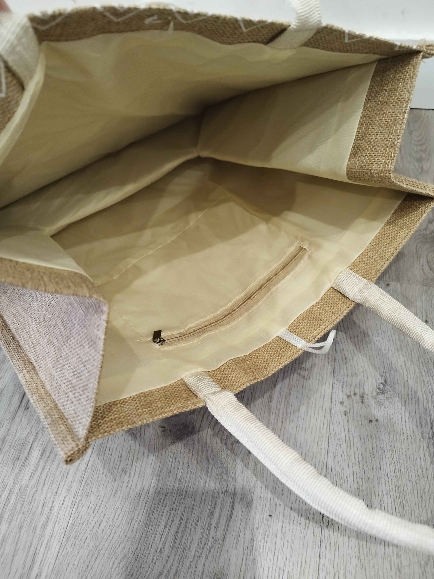 Sac jute décoratif + trousse