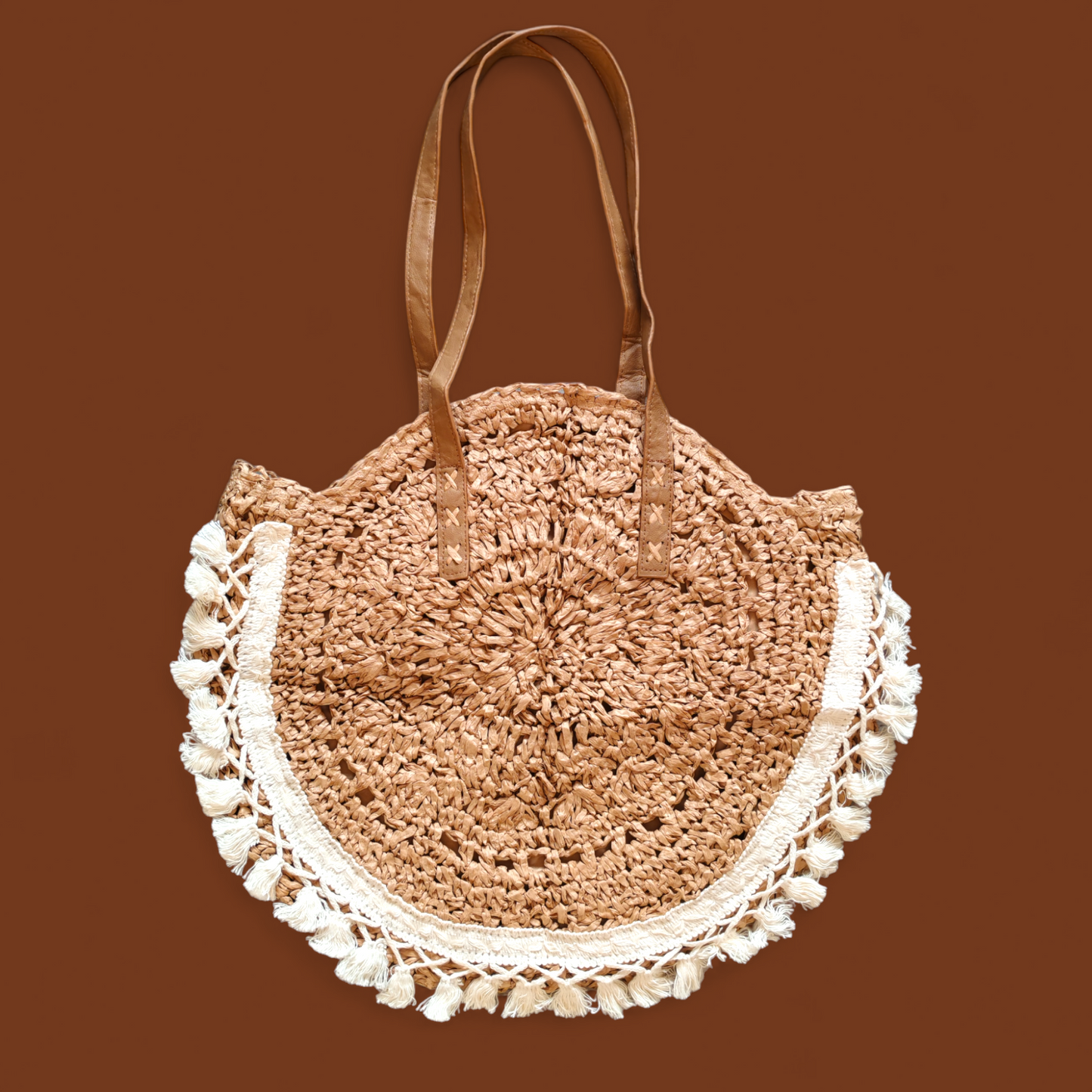 Sac rond en paille "Bohème"