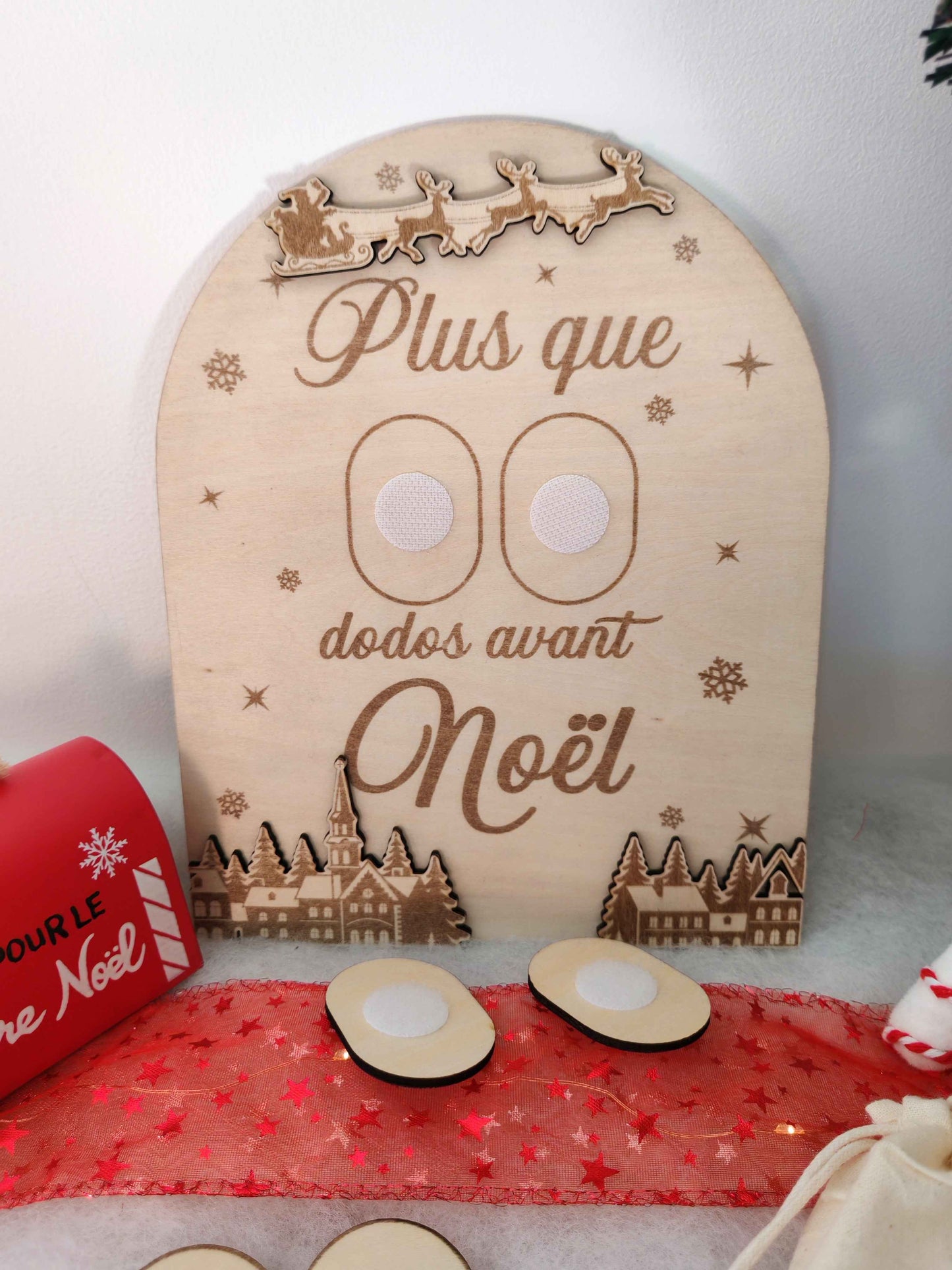 Décompte dodos Noël bois gravé