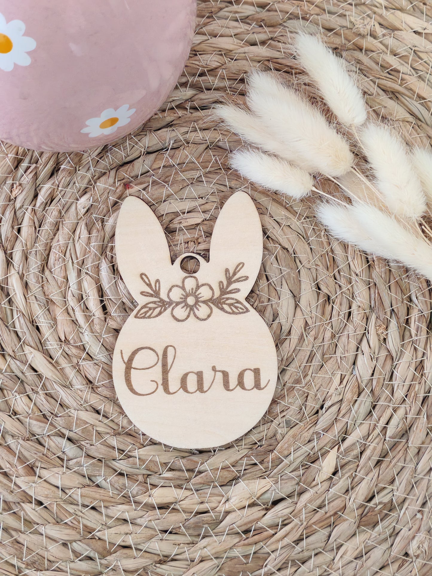 Étiquette de Pâques personnalisée en bois
