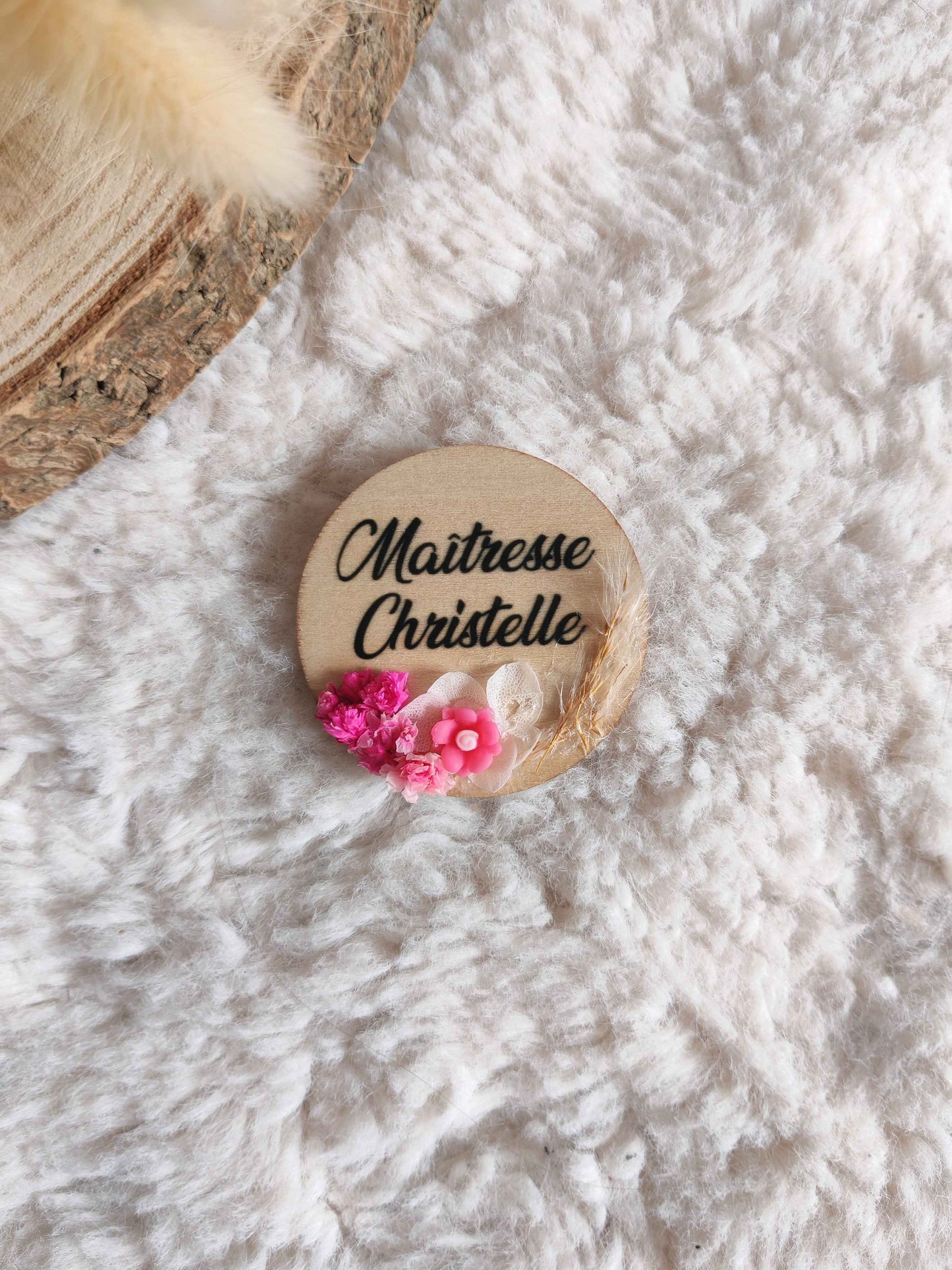 Aimant Bois Fleuri Personnalisable