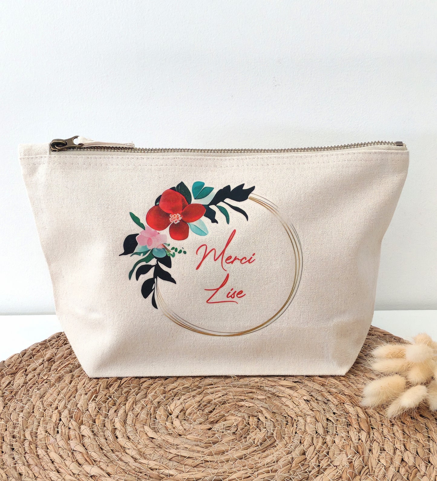 Trousse en coton couronne de fleurs