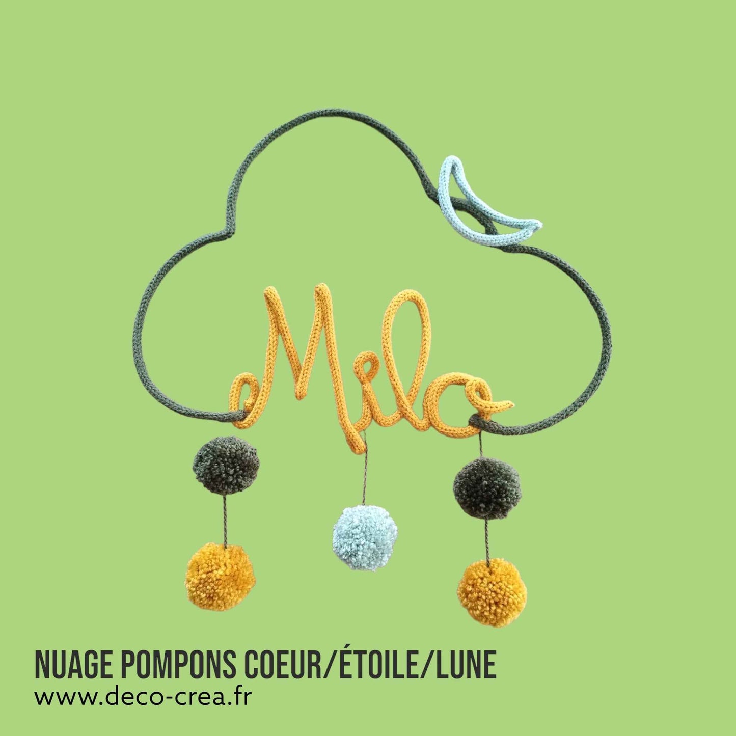 Tricotin Nuage Pompons - Coeur / Etoile / Lune