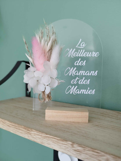 Plaque décorative sur socle fleurie