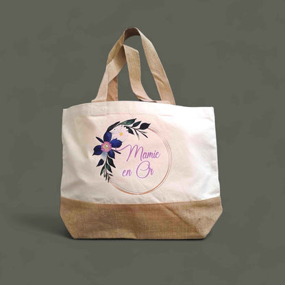 Sac shopping couronne de fleurs