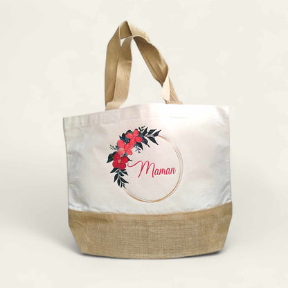 Sac shopping couronne de fleurs