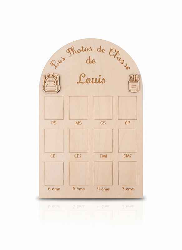 Panneau Photos de Classe en Bois Personnalisé