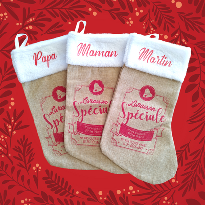 Chaussetes de Noël en jute