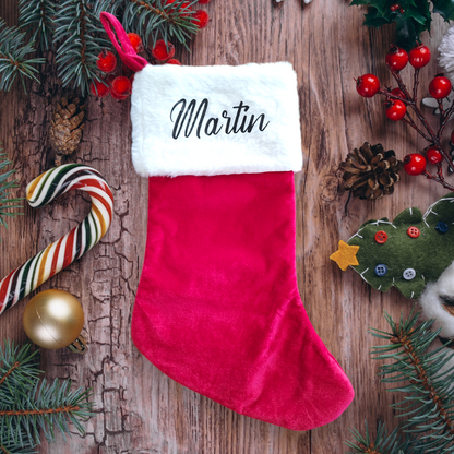 Chaussette de Noël personnalisée rouge