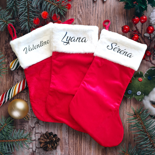 Chaussette de Noël personnalisée rouge