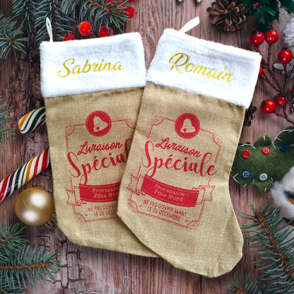 Chaussetes de Noël en jute