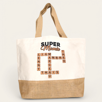 Sac shopping coton/toile de jute