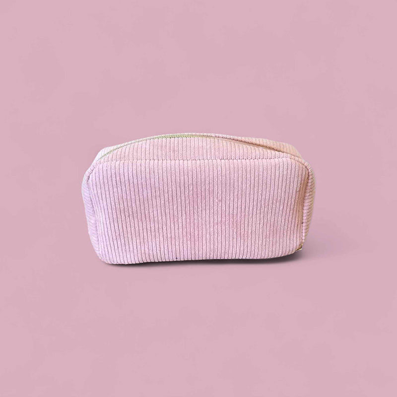 Trousse en velour personnalisée rose