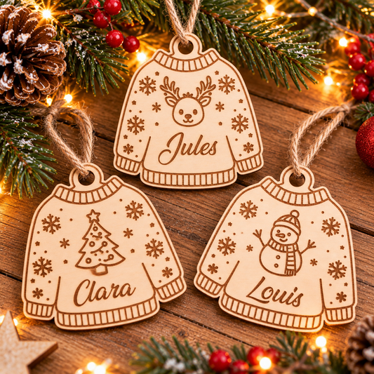 Pull de Noël en bois personnalisé