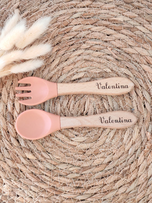 Couverts en bois et silicone personnalisés