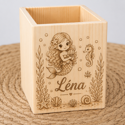 Pot à crayons personnalisé en bois