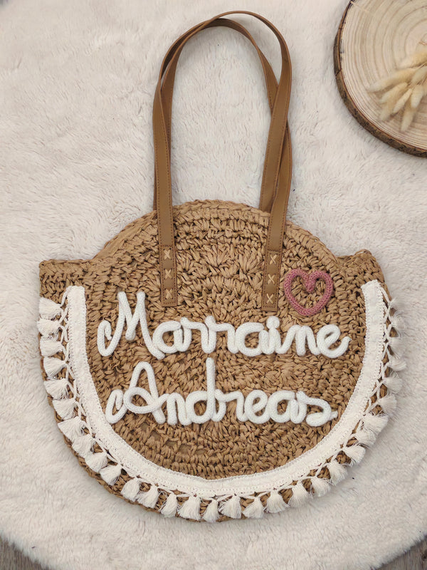 Sac rond en paille "Bohème"