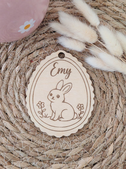 Étiquette de Pâques personnalisée en bois