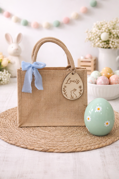 Sac de Pâques personnalisé en toile de jute