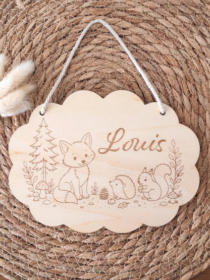 Plaque de porte personnalisée en bois gravé