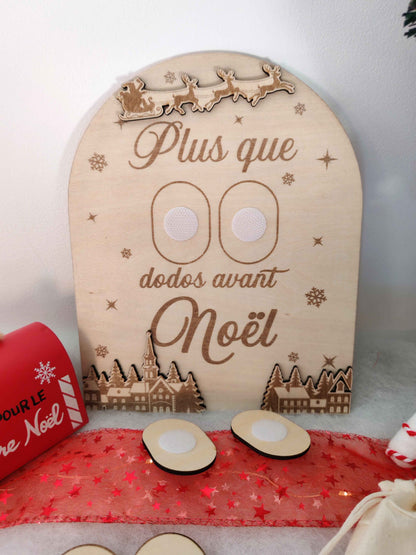 Décompte dodos Noël bois gravé