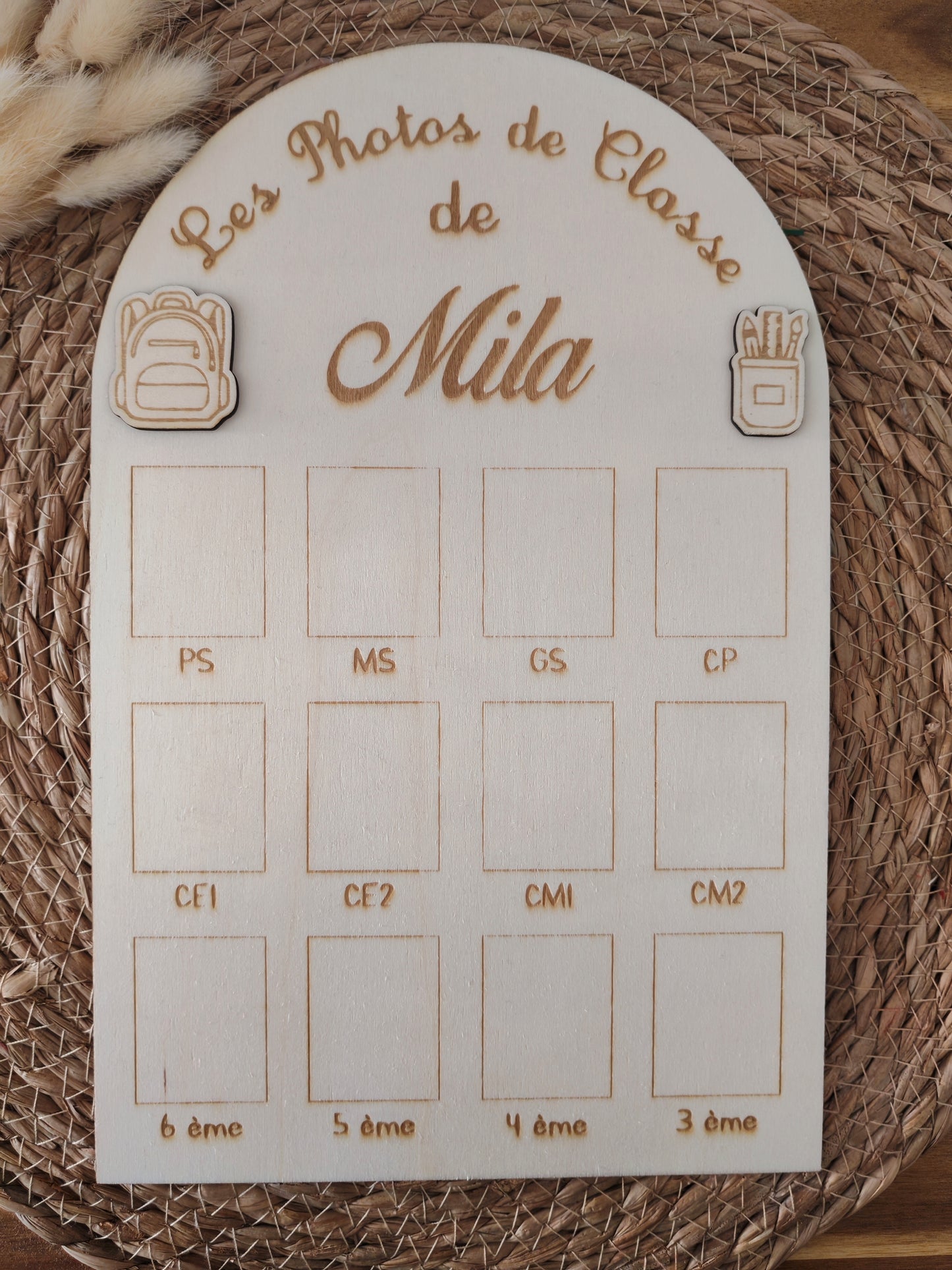 Panneau Photos de Classe en Bois Personnalisé