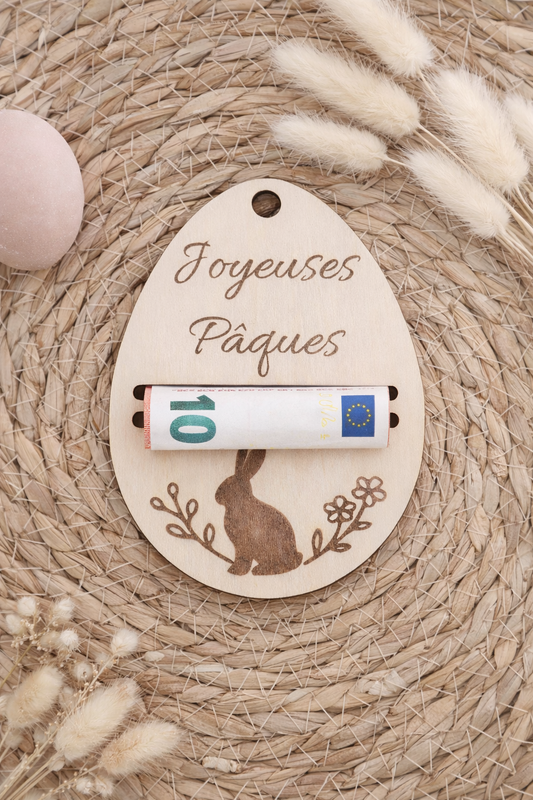Porte-billet de Pâques personnalisé en bois