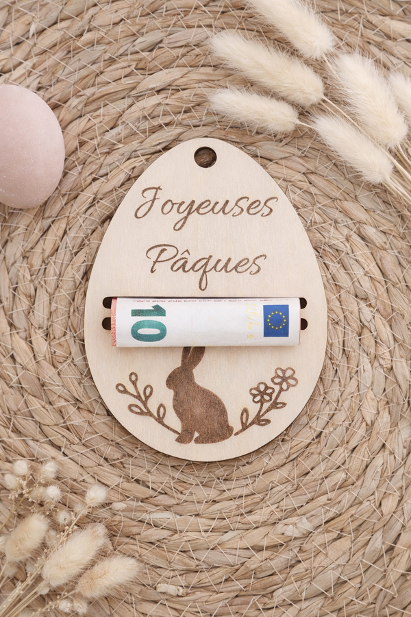 Porte-billet de Pâques personnalisé en bois
