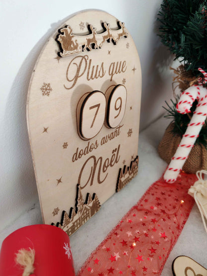 Décompte dodos Noël bois gravé