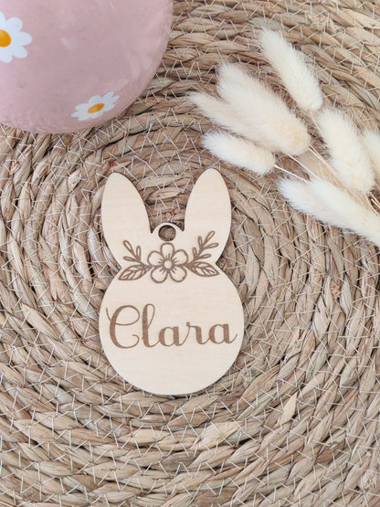 Étiquette de Pâques personnalisée en bois