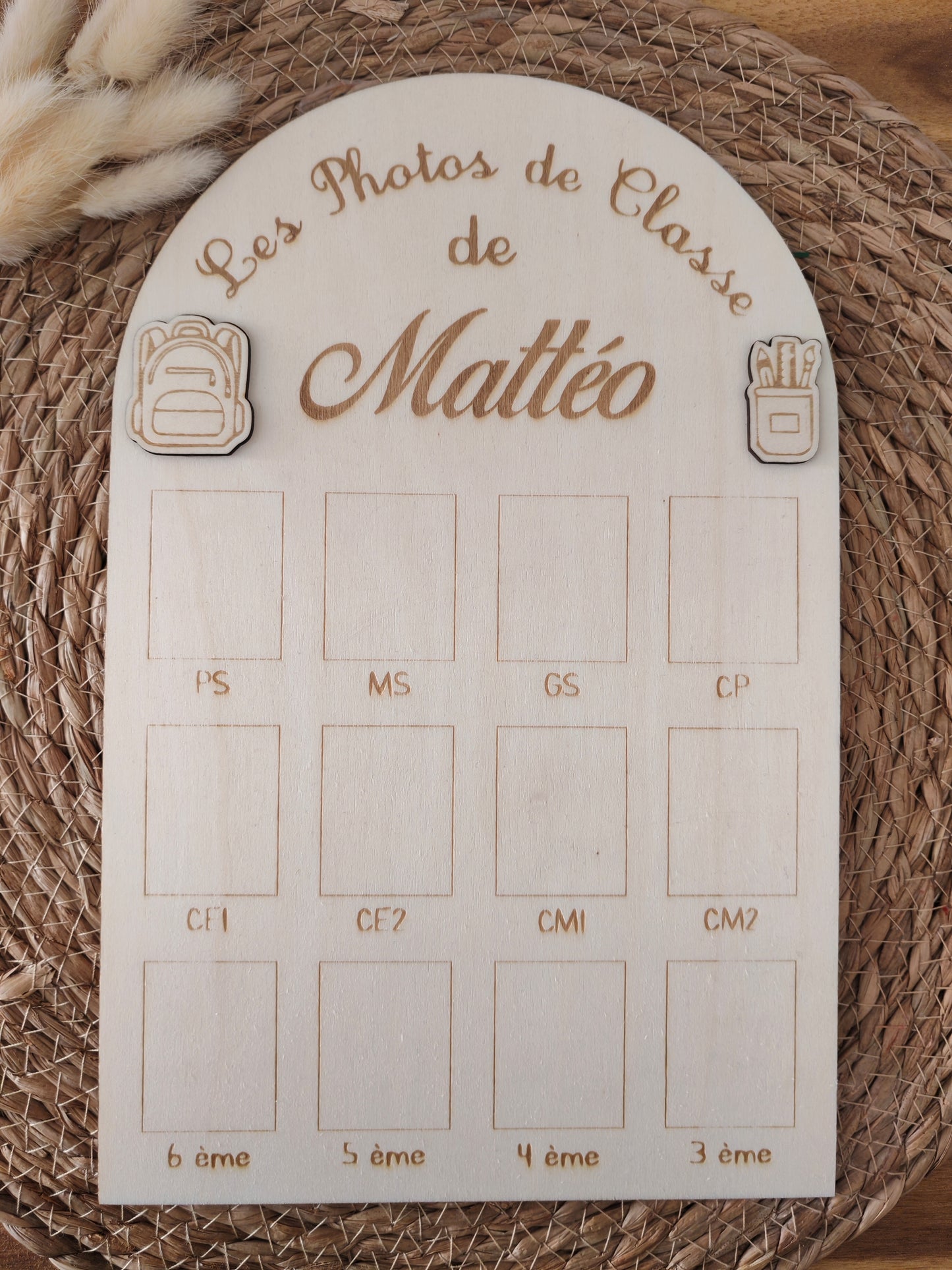 Panneau Photos de Classe en Bois Personnalisé