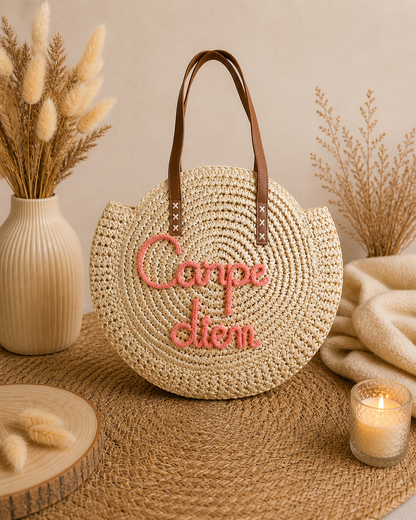 Sac rond en paille