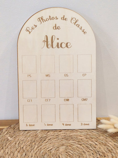 Panneau Photos de Classe en Bois Personnalisé