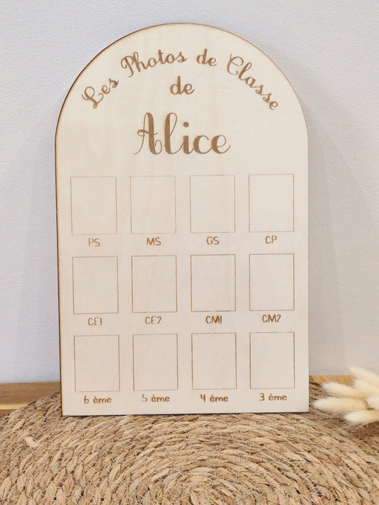 Panneau Photos de Classe en Bois Personnalisé