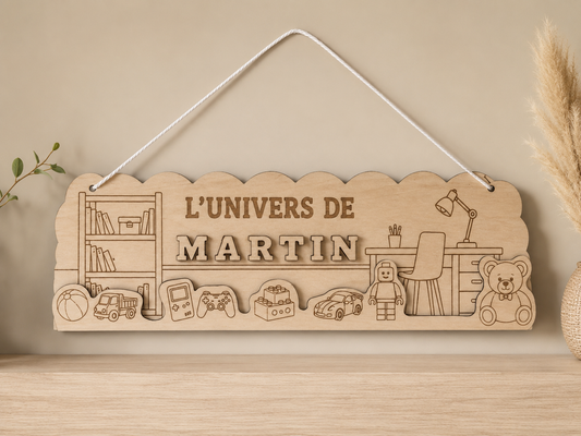 Plaque décorative personnalisée en bois – Univers enfant