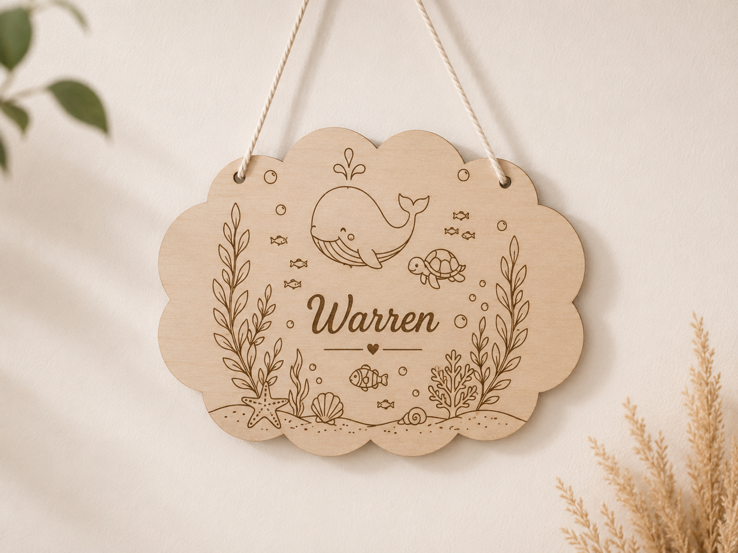 Plaque de porte personnalisée en bois gravé