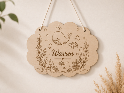 Plaque de porte personnalisée en bois gravé