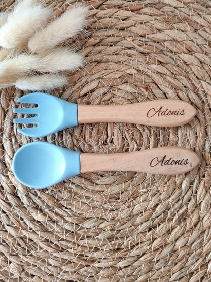 Couverts en bois et silicone personnalisés