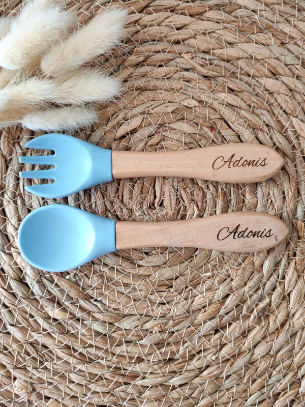 Couverts en bois et silicone personnalisés