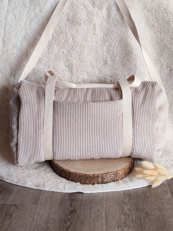 Sac Baluchon en Velours Côtelé Beige Personnalisable – Multi-usage –