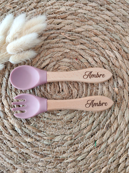 Couverts en bois et silicone personnalisés