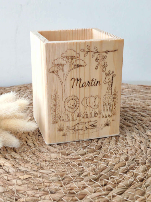 Pot à crayons personnalisé en bois