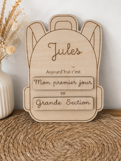 Panneau de rentrée personnalisé – Modèle Sac à dos
