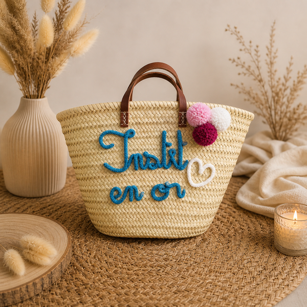 Panier shopping en palmier naturel