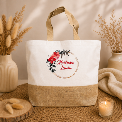 Sac shopping couronne de fleurs