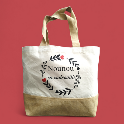 Sac shopping coton/toile de jute