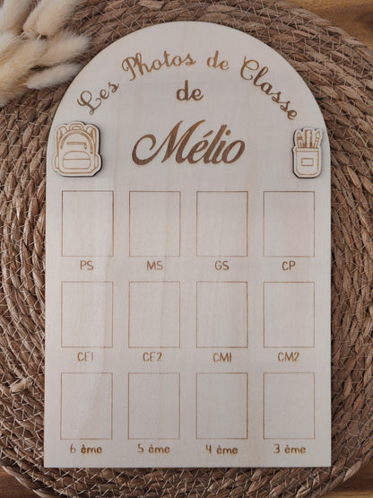 Panneau Photos de Classe en Bois Personnalisé
