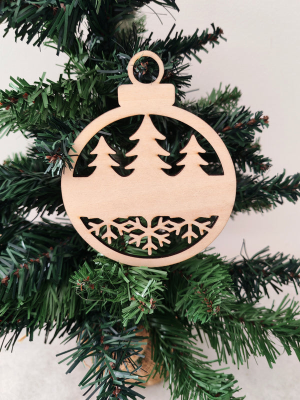 Boule de Noël bois sapin