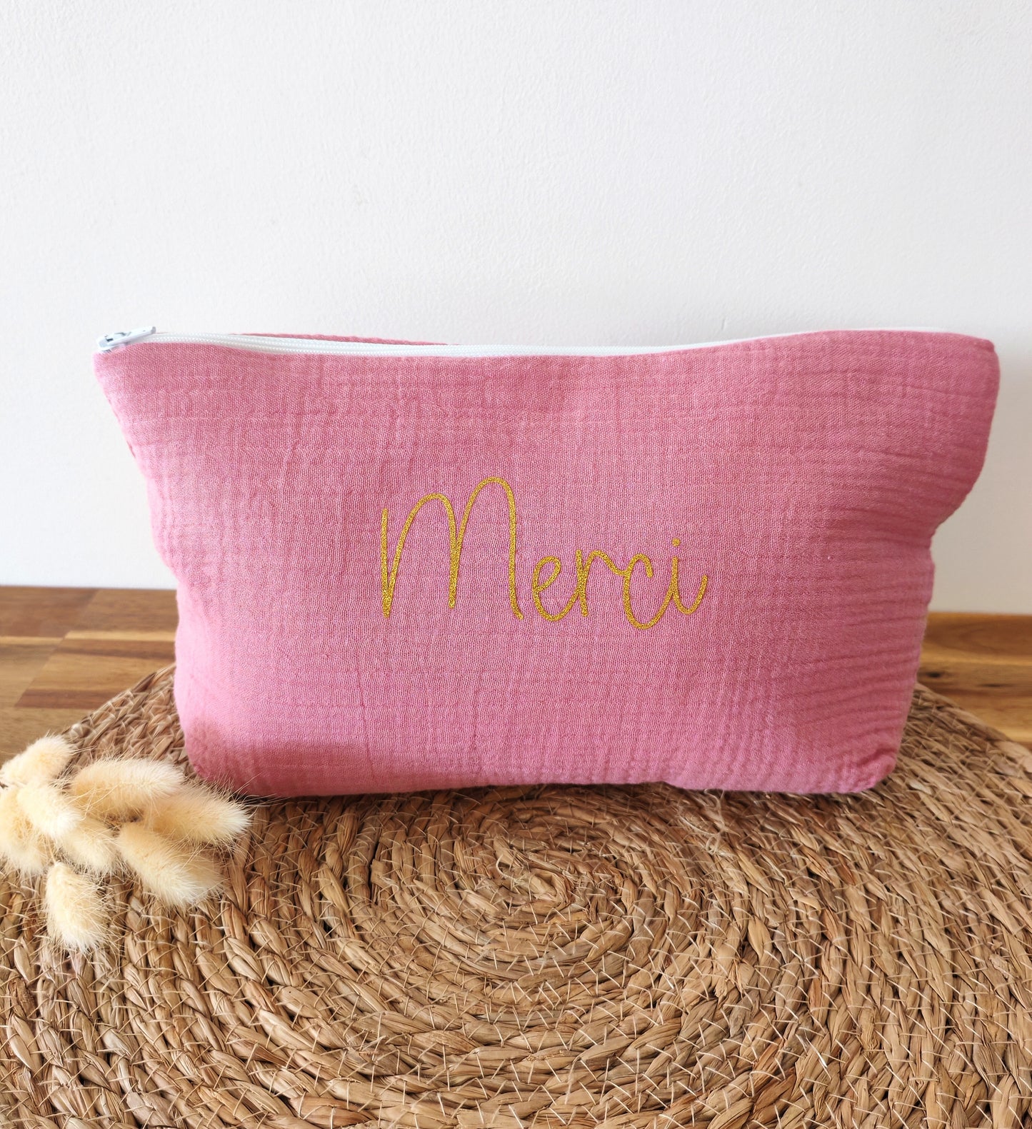 Trousse de Toilette Personnalisable en Gaze de Coton – Pour Bébé et Maman –
