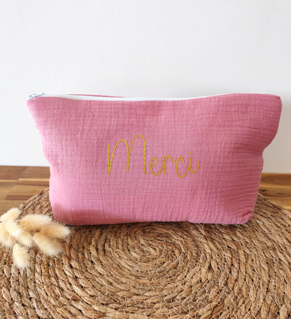 Trousse de Toilette Personnalisable en Gaze de Coton – Pour Bébé et Maman –